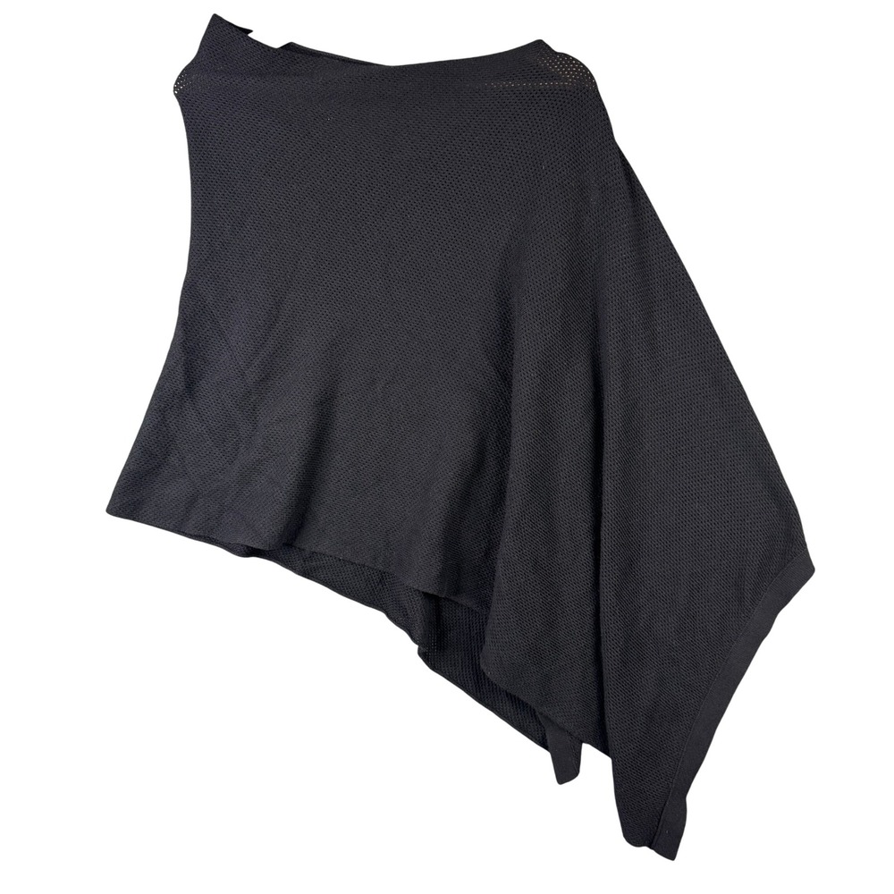 Quince Organic Cotton Cashmere Asymmetrical Poncho Black One Size SHWDC01
